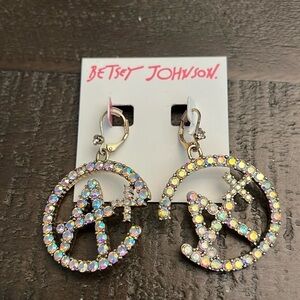 Betsey Johnson A+ Rhinestone Dangle Earrings NEW